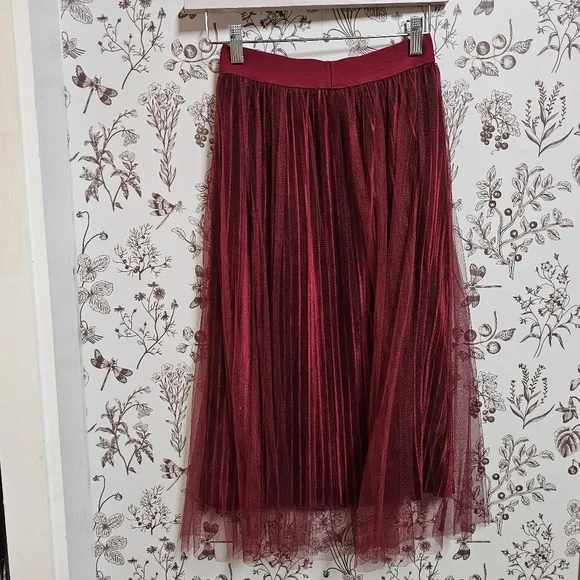 Valentines Day Tulle Double layered Pleated velvet Skirt sz Small