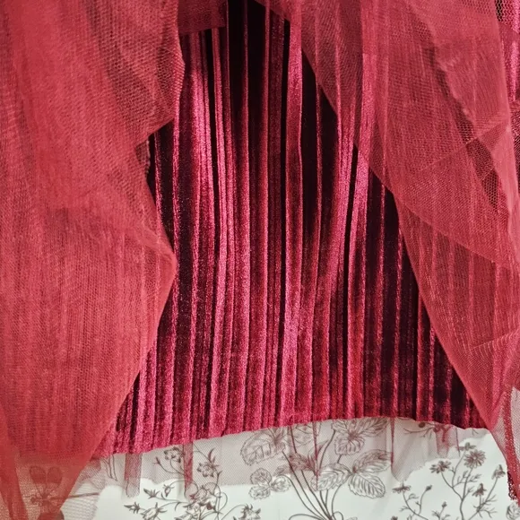 Valentines Day Tulle Double layered Pleated velvet Skirt sz Small