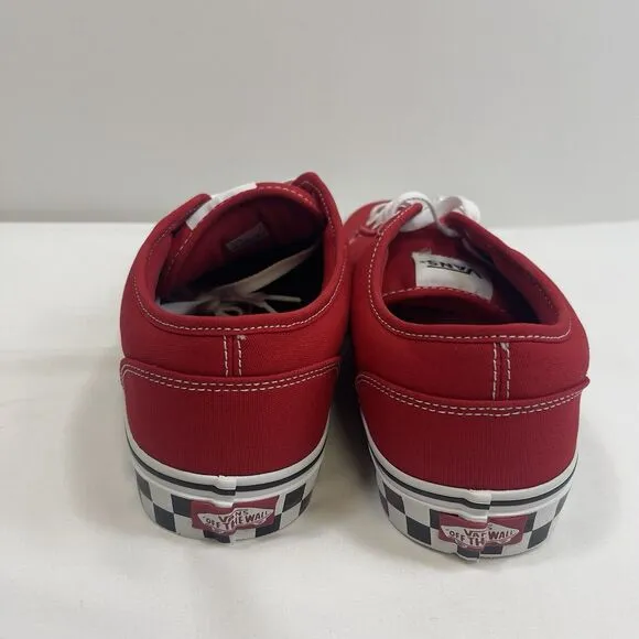 VANS Atwood Checker Sidewall Skater Sneakers Mens 11 RED Laced VN0A5HTRRED Shoes
