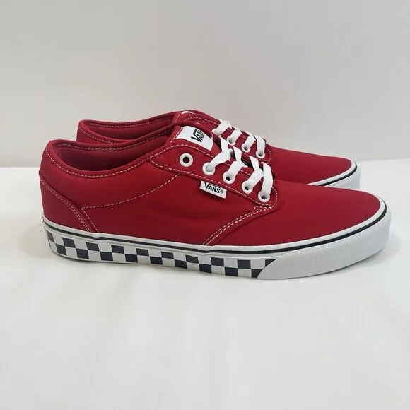 VANS Atwood Checker Sidewall Skater Sneakers Mens 11 RED Laced VN0A5HTRRED Shoes