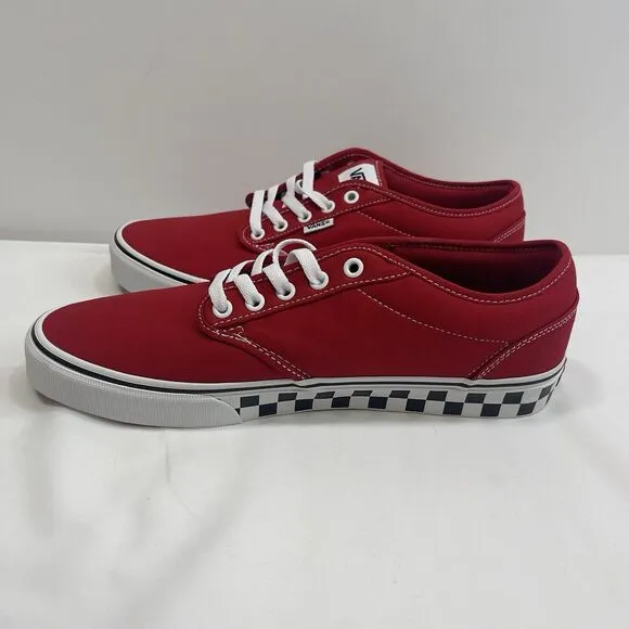 VANS Atwood Checker Sidewall Skater Sneakers Mens 11 RED Laced VN0A5HTRRED Shoes