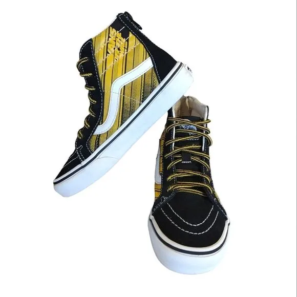 VANS Black Yellow Racer Edge SK8-HI Suede Zip Sneakers Youth Size 2