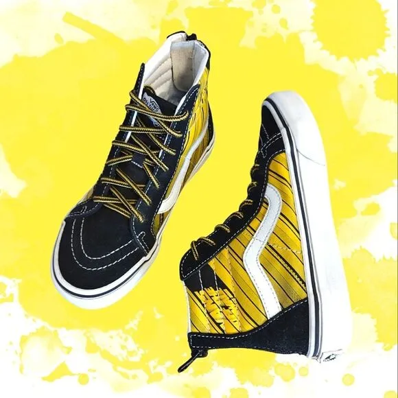 VANS Black Yellow Racer Edge SK8-HI Suede Zip Sneakers Youth Size 2