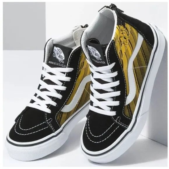 VANS Black Yellow Racer Edge SK8-HI Suede Zip Sneakers Youth Size 2