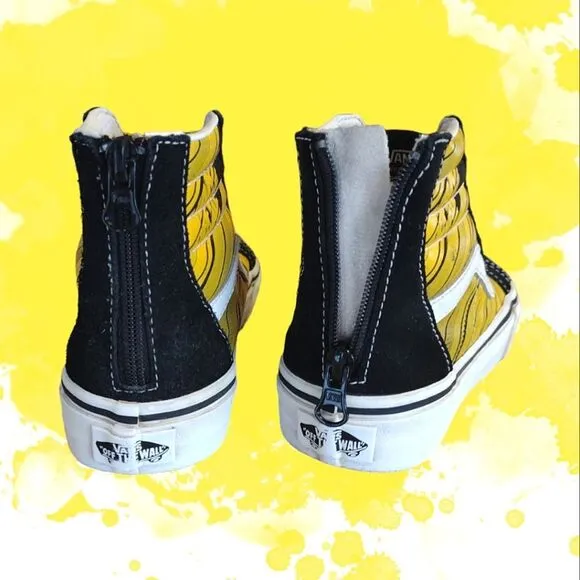 VANS Black Yellow Racer Edge SK8-HI Suede Zip Sneakers Youth Size 2