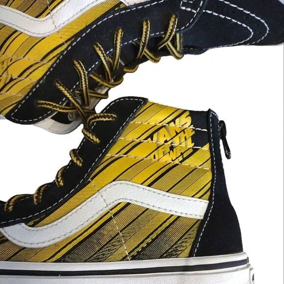 VANS Black Yellow Racer Edge SK8-HI Suede Zip Sneakers Youth Size 2