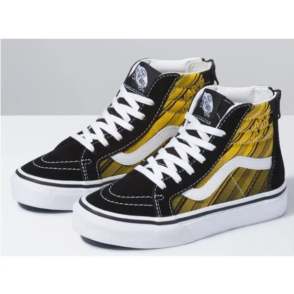 VANS Black Yellow Racer Edge SK8-HI Suede Zip Sneakers Youth Size 2