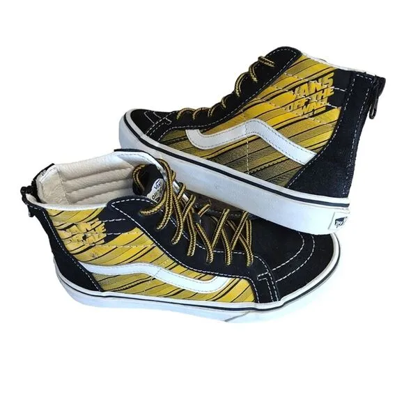 VANS Black Yellow Racer Edge SK8-HI Suede Zip Sneakers Youth Size 2