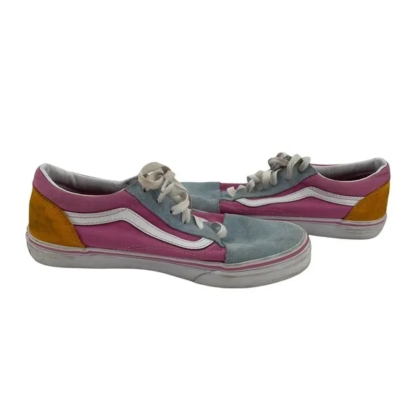 Vans Fuchsia Pink White Color Block Old Skool Sneakers Size 6 Girl's