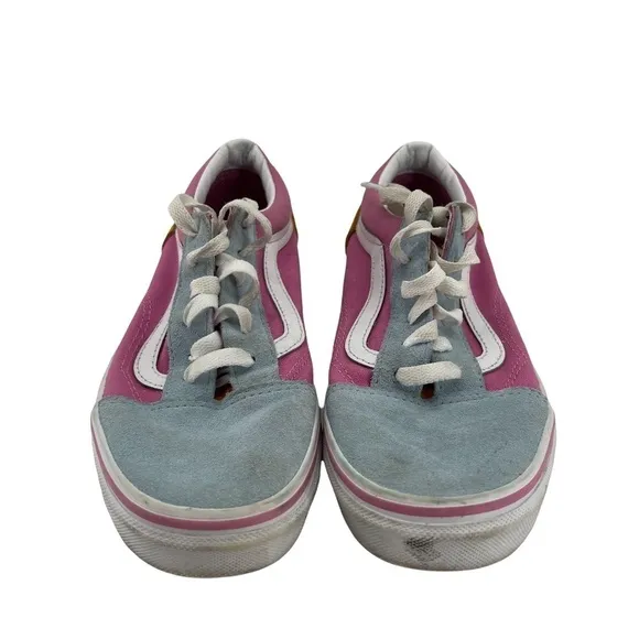 Vans Fuchsia Pink White Color Block Old Skool Sneakers Size 6 Girl's