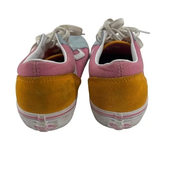 Vans Fuchsia Pink White Color Block Old Skool Sneakers Size 6 Girl's