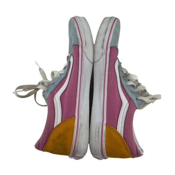 Vans Fuchsia Pink White Color Block Old Skool Sneakers Size 6 Girl's