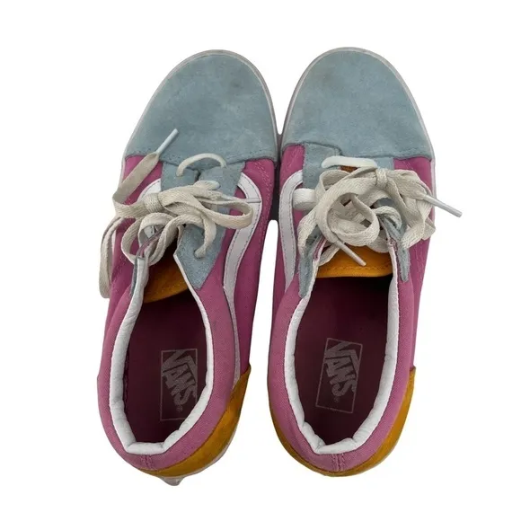 Vans Fuchsia Pink White Color Block Old Skool Sneakers Size 6 Girl's