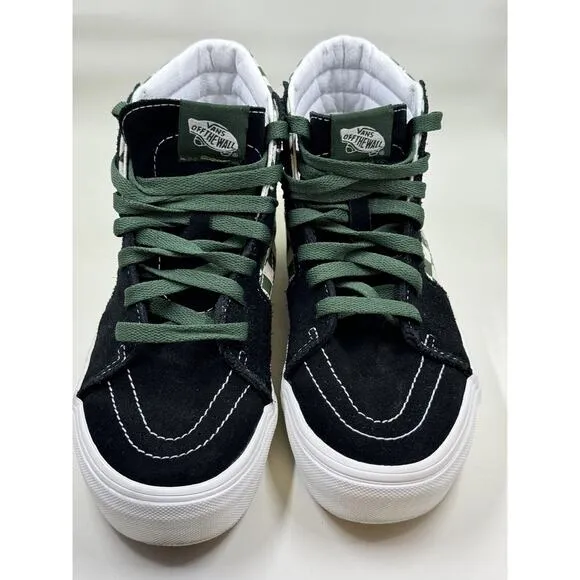 Vans Kids Green/White CHECKERBOARD BULLDOG High Top Sneakers Size 4.5,Skater