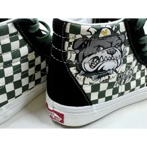 Vans Kids Green/White CHECKERBOARD BULLDOG High Top Sneakers Size 4.5,Skater
