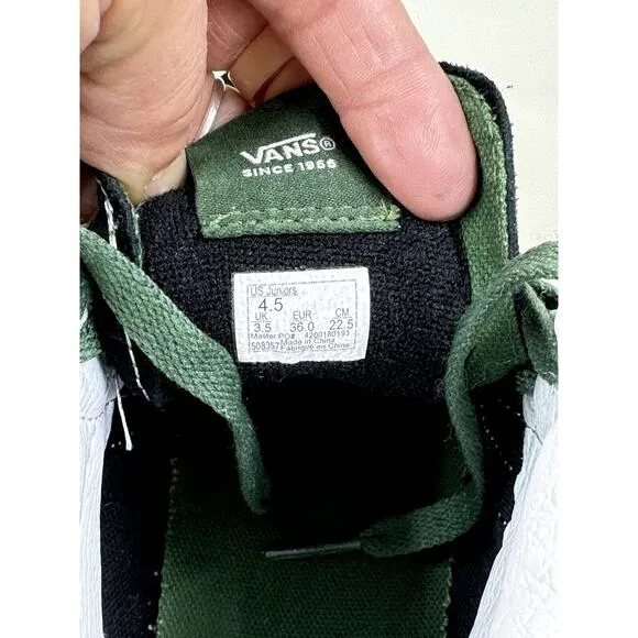 Vans Kids Green/White CHECKERBOARD BULLDOG High Top Sneakers Size 4.5,Skater