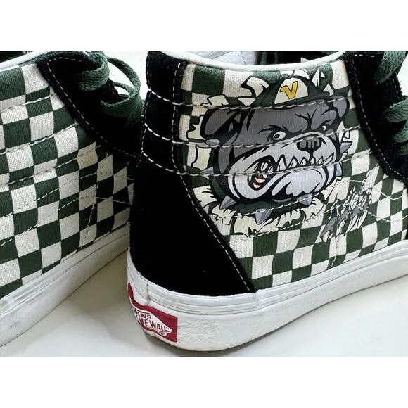 Vans Kids Green/White CHECKERBOARD BULLDOG High Top Sneakers Size 4.5,Skater