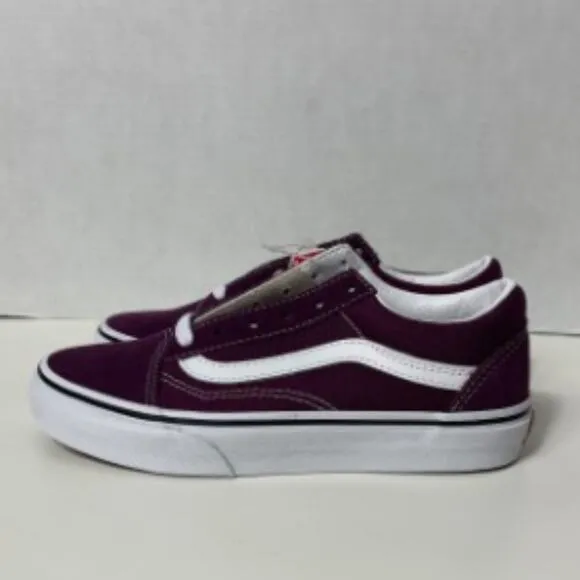 Vans Kids Old Skool Skate Shoe Grape Wine/True White Size 2.0K NEW