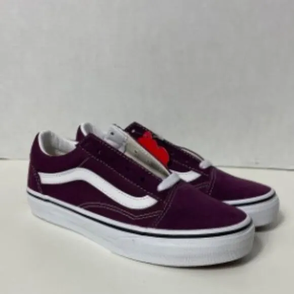 Vans Kids Old Skool Skate Shoe Grape Wine/True White Size 2.0K NEW