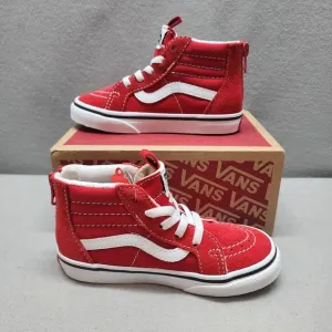 VANS KIDS Sk8-Hi Zip Racing Red/True White VN0A4BV1JV6 Sz 9.5 Toddler NIB