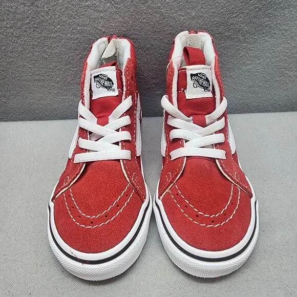 VANS KIDS Sk8-Hi Zip Racing Red/True White VN0A4BV1JV6 Sz 9.5 Toddler NIB