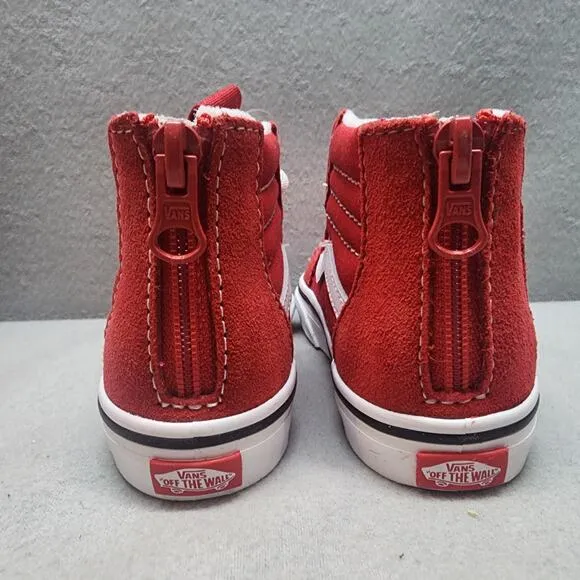 VANS KIDS Sk8-Hi Zip Racing Red/True White VN0A4BV1JV6 Sz 9.5 Toddler NIB