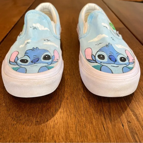 Vans Lilo &amp; Stitch Hand Painted Slip-on Sneakers Women's 6/ Mens 4.5 Disney