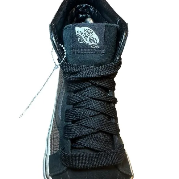 VANS Off The Wall Hi High Top Black Brown Plaid Sneakers Unisex M 8/W 9.5 Skater