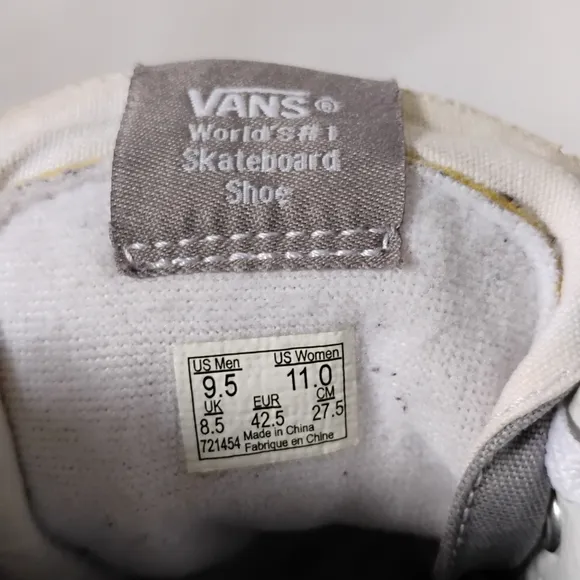 Vans Off The Wall SK8-HI Frost Grey Men's 9.5 Skateboarding High Top Sneakers