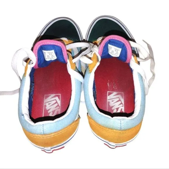 VANS Old Skool Blue Colorblock Suede Canvas Skate Sneakers Y4.5 W6