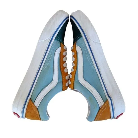 VANS Old Skool Blue Colorblock Suede Canvas Skate Sneakers Y4.5 W6