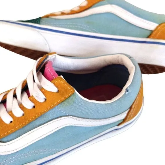 VANS Old Skool Blue Colorblock Suede Canvas Skate Sneakers Y4.5 W6