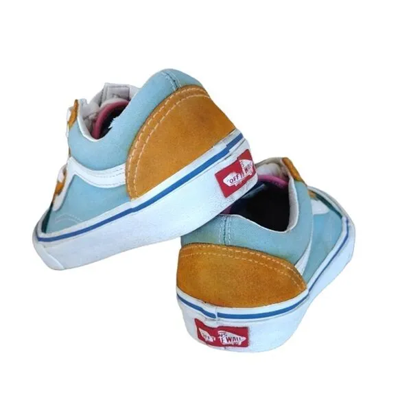VANS Old Skool Blue Colorblock Suede Canvas Skate Sneakers Y4.5 W6