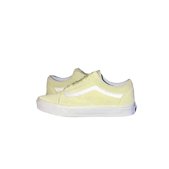 Vans Old Skool Pastel Yellow/White Suede Leather Lace Up Skater Sneakers