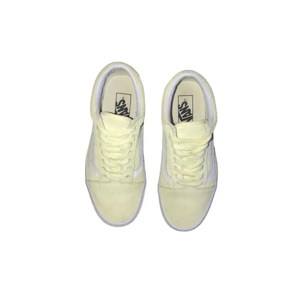 Vans Old Skool Pastel Yellow/White Suede Leather Lace Up Skater Sneakers