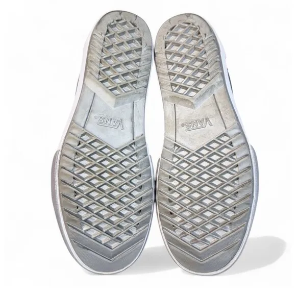 Vans Old Skool Stacked Shiny Black Silver White Platform Sneaker Shoe Womens 9