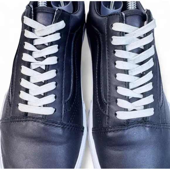 Vans Old Skool Stacked Shiny Black Silver White Platform Sneaker Shoe Womens 9