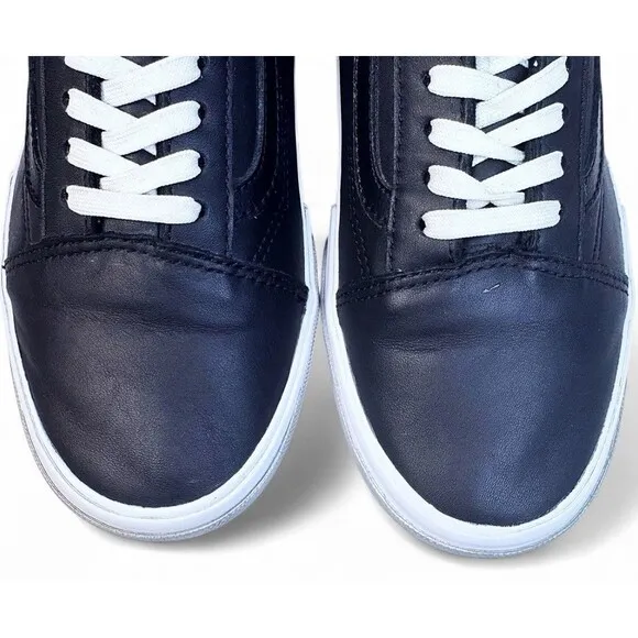 Vans Old Skool Stacked Shiny Black Silver White Platform Sneaker Shoe Womens 9