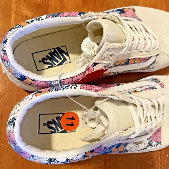 Vans Old Skool Women's Sneakers M 9.5 W 11 Floral Print Multi-Color Suede Upper