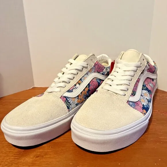 Vans Old Skool Women's Sneakers M 9.5 W 11 Floral Print Multi-Color Suede Upper