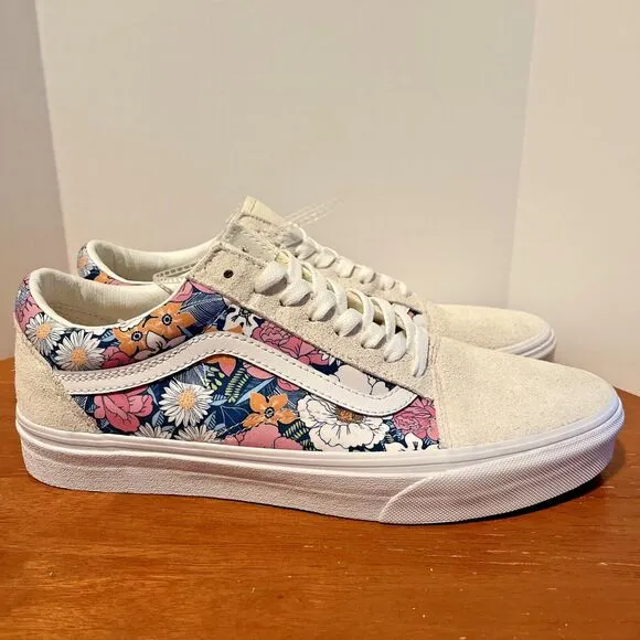 Vans Old Skool Women's Sneakers M 9.5 W 11 Floral Print Multi-Color Suede Upper