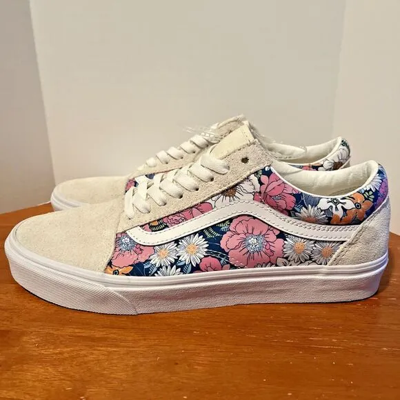 Vans Old Skool Women's Sneakers M 9.5 W 11 Floral Print Multi-Color Suede Upper