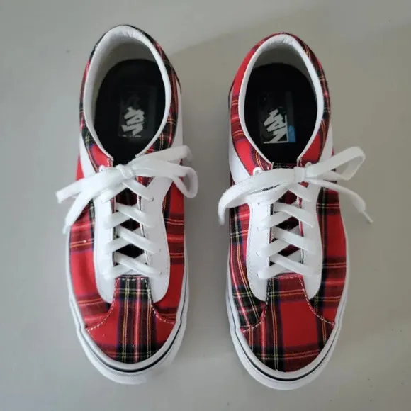 Vans Plaid Bold Sneakers Red White Unisex 10 W / 8.5 M