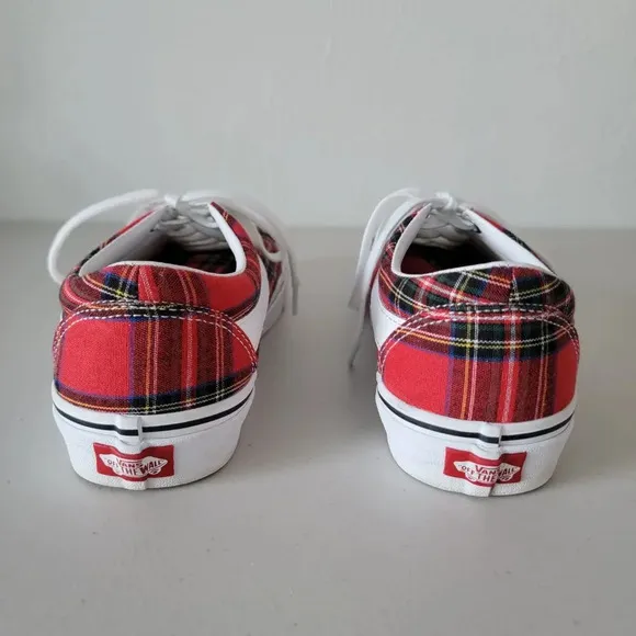 Vans Plaid Bold Sneakers Red White Unisex 10 W / 8.5 M