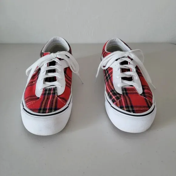 Vans Plaid Bold Sneakers Red White Unisex 10 W / 8.5 M