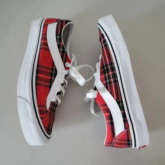Vans Plaid Bold Sneakers Red White Unisex 10 W / 8.5 M