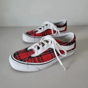 Vans Plaid Bold Sneakers Red White Unisex 10 W / 8.5 M