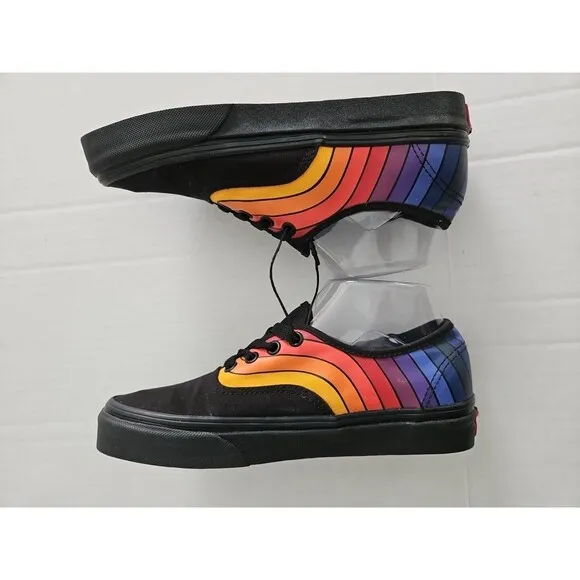 VANS Refract Rainbow Black Skater Shoes Men's 5 Women's 6.5 Unisex Pride NWT
