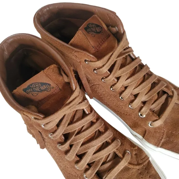 VANS SK-8 HI MOC Brown Suede Moccasin Style Hightop Fringed Lace up Sneakers 8