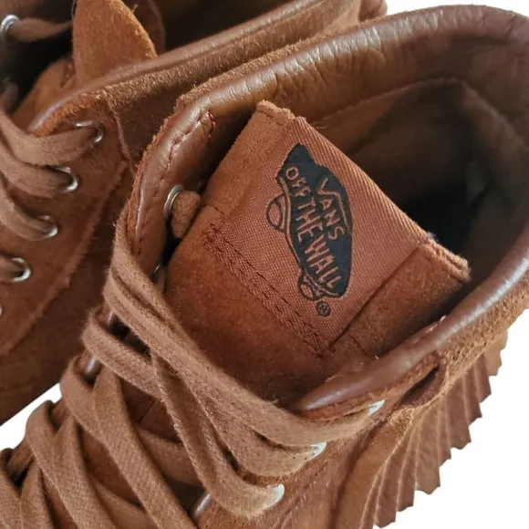 VANS SK-8 HI MOC Brown Suede Moccasin Style Hightop Fringed Lace up Sneakers 8
